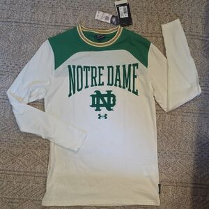 Under Armour Notre Dame Green and Cream Tee
